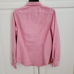 Landsend pink polkadot button down long sleeve womens